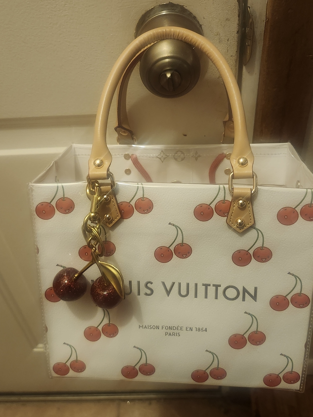 Louis Vuitton Paper Shopping Bag In PVC Plastic With purse Charm - Picture 2 of 4